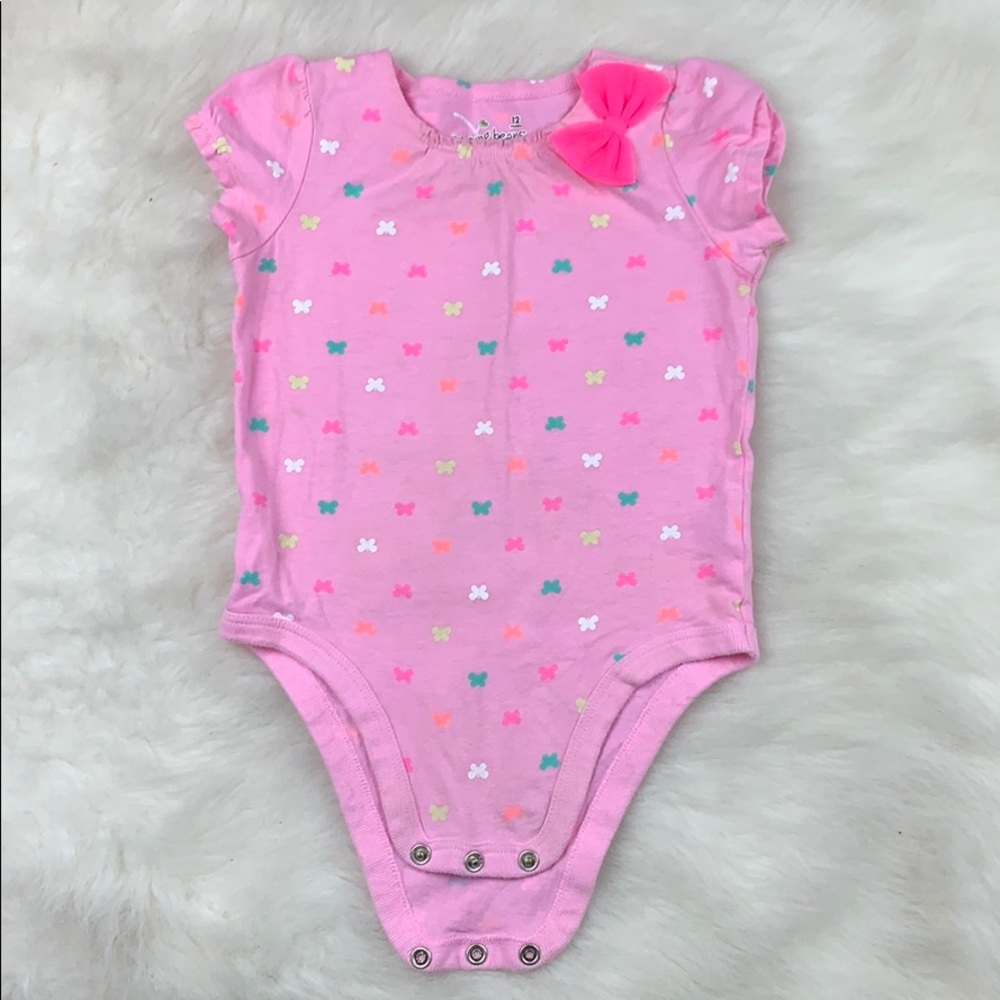Baby Girl Pink Butterfly Short Sleeve Onesie 12M